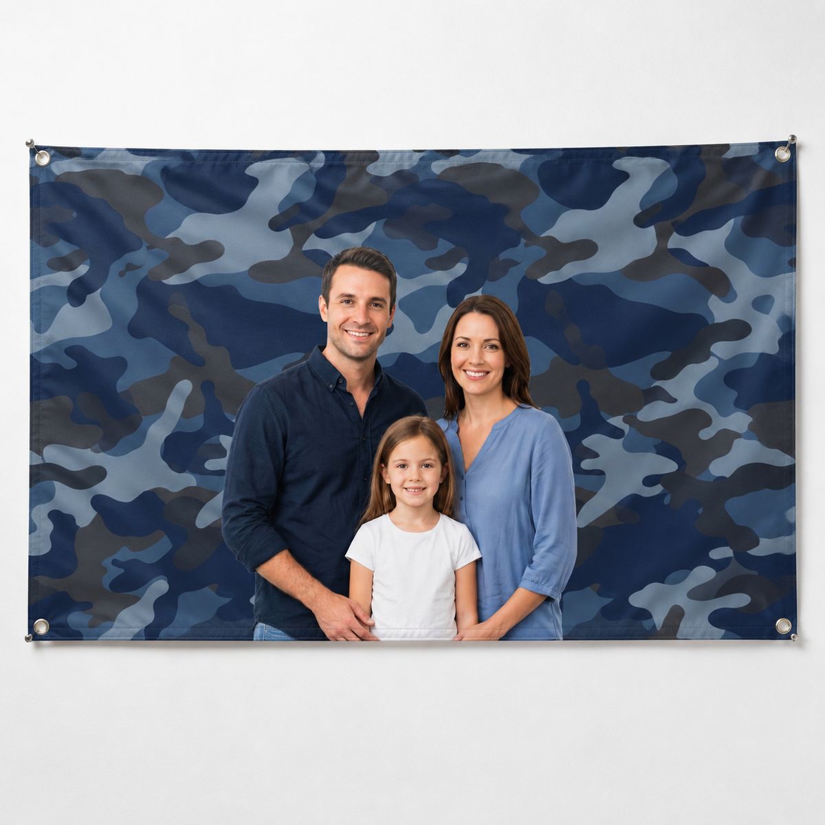 Personalized Navy Camo Family Photo House Flag