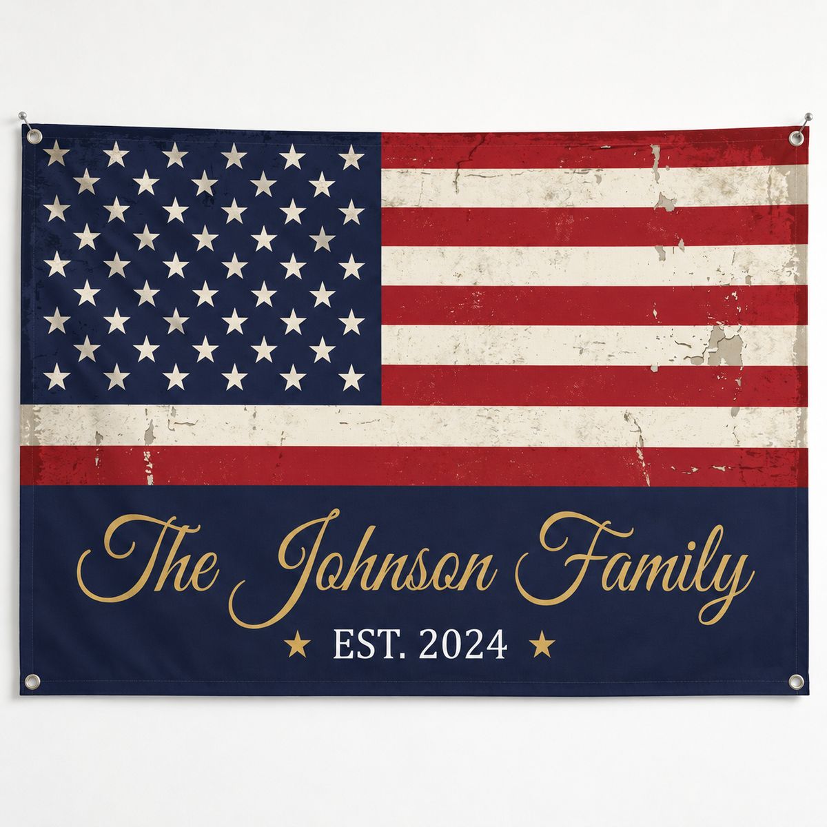 Personalized American Flag Family Name House Flag - 4th of July Outdoor Patriotic Decor