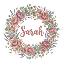 Personalized Floral Wreath Name Canvas Tote Bag image 5