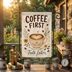 Coffee First Talk Later Garden Flag - Yard & House Flag image 3