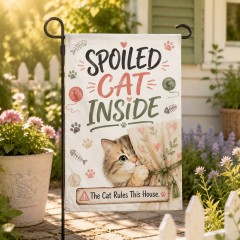 Spoiled Cat Inside Garden Flag - Yard & House Flag image 2