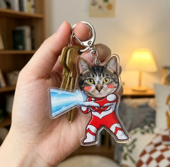 Personalized Ultraman Pet Photo Keychain - Custom Cat Dog Acrylic Keyring - Unique Gift for Pet Lovers image 3