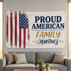 Personalized Proud American Family House Flag - 4th of July Outdoor Patriotic Decor image 2