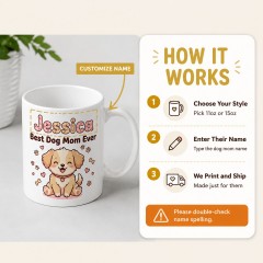 Personalized Best Dog Mom Ever Mug - Custom Name Gift image 4