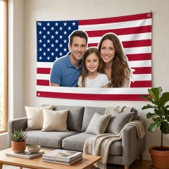 Personalized American Flag Photo House Flag image 2