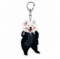 Custom Pet Photo Keychain - Samoyed in Black Suit Acrylic Charm - Unique Dog Lover Gift