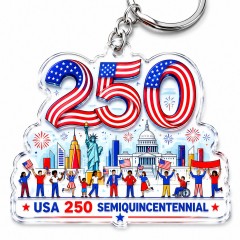 USA 250th Anniversary Keychain - Semiquincentennial Celebration Acrylic Charm