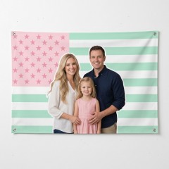 Personalized Pastel Mint Pink Flag Photo House Flag