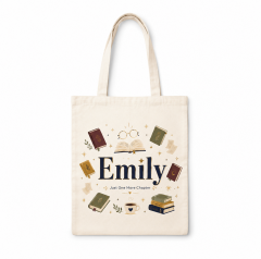 Personalized Book Lover Name Canvas Tote Bag