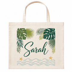 Personalized Tropical Palm Name Canvas Tote Bag image 2
