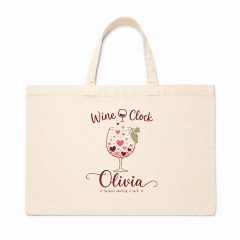Personalized Wine O Clock Name Canvas Tote Bag image 2