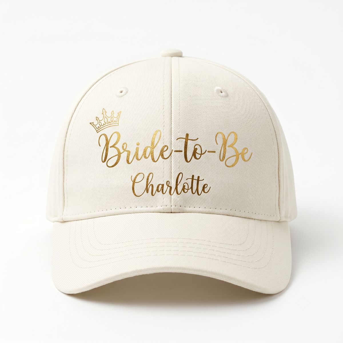 Personalized Bride-to-Be Baseball Cap - Custom Name Hat with Gold Crown