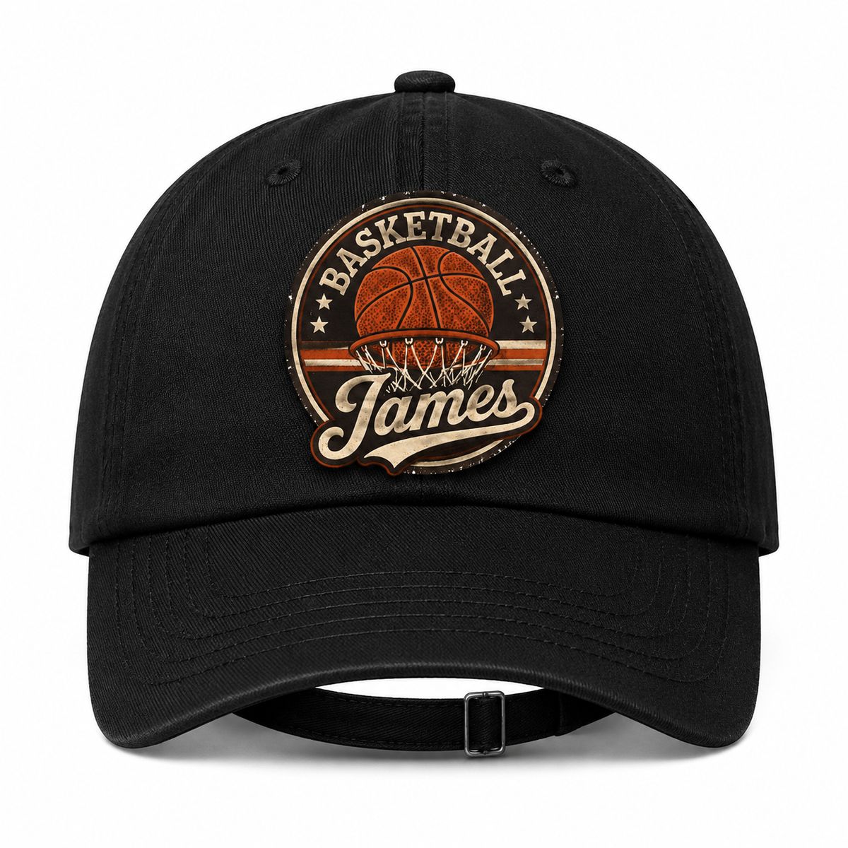 Personalized Vintage Basketball Badge Custom Name Baseball Cap