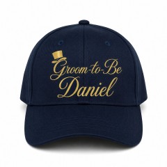 Personalized Groom-to-Be Baseball Cap - Custom Name Hat with Gold Print