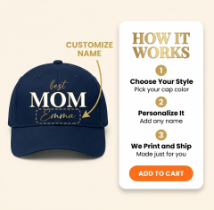 Personalized Best Mom Baseball Cap - Custom Name Gift for Mom image 5