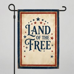 Land of the Free Rustic Patriotic Garden Flag - 4th of July Outdoor Farmhouse Yard Decor