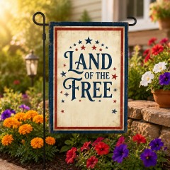 Land of the Free Rustic Patriotic Garden Flag - 4th of July Outdoor Farmhouse Yard Decor image 2