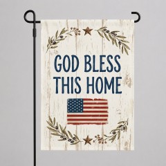 God Bless This Home Rustic Farmhouse Garden Flag - 4th of July Patriotic Outdoor Yard Decor