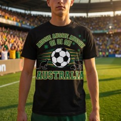 Australia 2026 Soccer T-Shirt - AUSSIE AUSSIE AUSSIE - Team Pride Tee image 3
