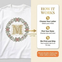 Personalized Vintage Monogram T-Shirt, Custom Initial Letter, Classic Gift | Trinmama image 7