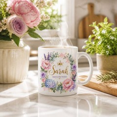 Personalized Queen of the Kitchen Mug, Custom Name Ceramic Coffee Cup, Cooking Lover Gift | Trinmama image 3