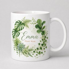Personalized Plant Mom Mug, Custom Name Ceramic Coffee Cup, Plant Lover Gift | Trinmama