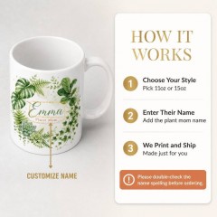Personalized Plant Mom Mug, Custom Name Ceramic Coffee Cup, Plant Lover Gift | Trinmama image 4