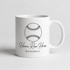Custom Baseball Mug with Name, Minimalist Line Art Ceramic Coffee Cup, Sports Fan Gift | Trinmama