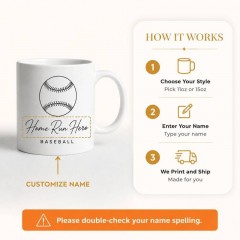 Custom Baseball Mug with Name, Minimalist Line Art Ceramic Coffee Cup, Sports Fan Gift | Trinmama image 4