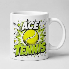 Custom Tennis Mug with Name, Comic Pop Art Ceramic Coffee Cup, Sports Fan Gift | Trinmama