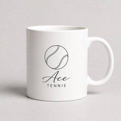 Custom Tennis Mug with Name, Minimalist Line Art Ceramic Coffee Cup, Sports Fan Gift | Trinmama