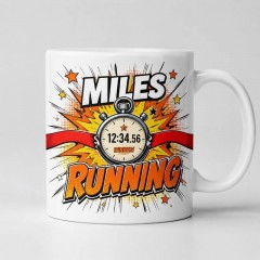 Custom Running Mug with Name, Comic Pop Art Ceramic Coffee Cup, Runner Gift | Trinmama