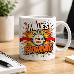 Custom Running Mug with Name, Comic Pop Art Ceramic Coffee Cup, Runner Gift | Trinmama image 3