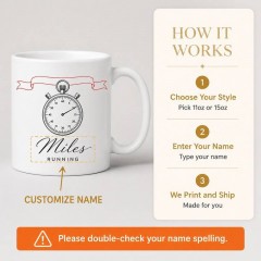 Custom Running Mug with Name, Minimalist Line Art Ceramic Coffee Cup, Runner Gift | Trinmama image 4