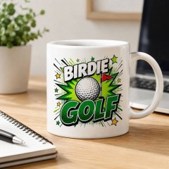 Custom Golf Mug with Name, Comic Pop Art Ceramic Coffee Cup, Golf Lover Gift | Trinmama image 3
