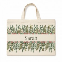 Personalized Botanical Stripe Name Canvas Tote Bag, Custom Cotton Shopper, Gift for Her | Trinmama image 2