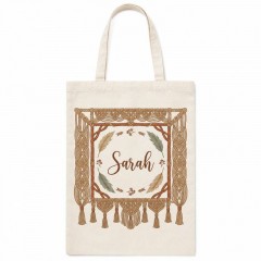 Personalized Macrame Frame Name Canvas Tote Bag, Custom Cotton Shopper, Boho Gift | Trinmama