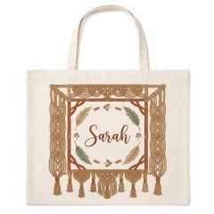 Personalized Macrame Frame Name Canvas Tote Bag, Custom Cotton Shopper, Boho Gift | Trinmama image 2