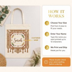 Personalized Macrame Frame Name Canvas Tote Bag, Custom Cotton Shopper, Boho Gift | Trinmama image 6