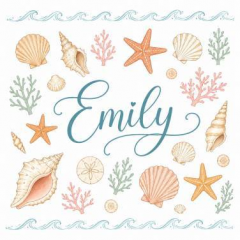 Personalized Shell & Starfish Name Canvas Tote Bag, Custom Beach Shopper, Coastal Gift | Trinmama image 5
