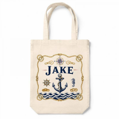 Personalized Anchor & Rope Name Canvas Tote Bag, Custom Nautical Shopper, Coastal Gift | Trinmama