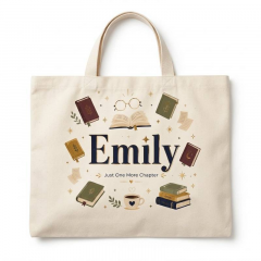 Personalized Book Lover Name Canvas Tote Bag, Custom Cotton Shopper, Gift for Readers | Trinmama image 2