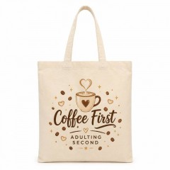 Personalized Coffee First Name Canvas Tote Bag, Custom Cotton Shopper, Coffee Lover Gift | Trinmama