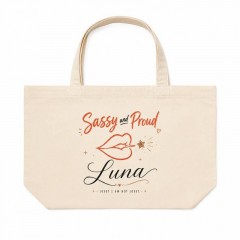 Personalized Sassy And Proud Name Canvas Tote Bag, Custom Cotton Shopper, Gift for Her | Trinmama image 2