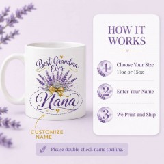 Personalized Best Grandma Mug, Custom Name Ceramic Coffee Cup, Grandmother Gift | Trinmama image 4