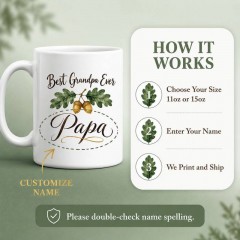 Personalized Best Grandpa Mug, Custom Name Ceramic Coffee Cup, Grandfather Gift | Trinmama image 4