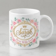 Personalized Best Wife Ever Mug, Custom Name Ceramic Coffee Cup, Anniversary Gift | Trinmama