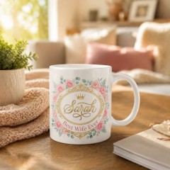 Personalized Best Wife Ever Mug, Custom Name Ceramic Coffee Cup, Anniversary Gift | Trinmama image 2