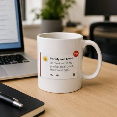 Per My Last Email Funny Coffee Mug, Sarcastic Ceramic Cup, Office Humor Gift for Coworkers | Trinmama image 2