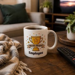 World Okayest Employee Funny Coffee Mug, Sarcastic Ceramic Cup, Funny Work Gift | Trinmama image 3